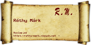 Réthy Márk névjegykártya